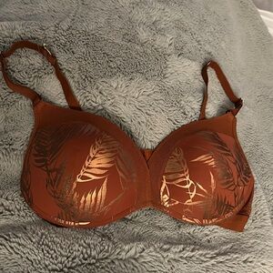 Lively Rust and Gold Leaf Pattern Bra